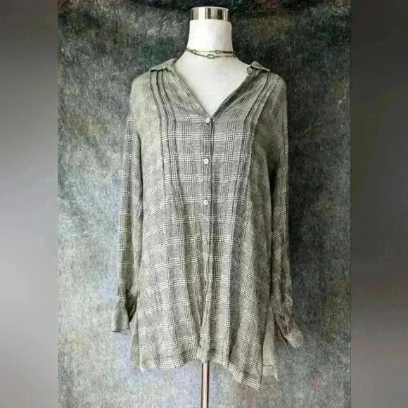 J Jill Houndstooth Button down Shirt Tunic - Picture 1 of 5